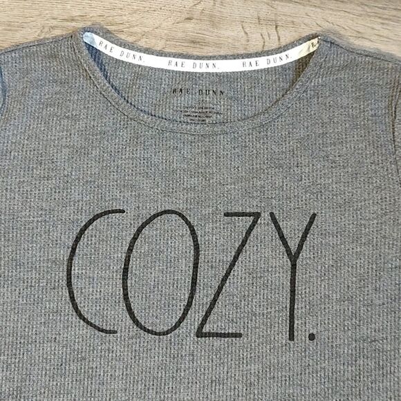 Rae Dunn Size Small Women's‎ "Cozy" Long Sleeve Waffle Lettuce Hem Pajama Top - Picture 8 of 11